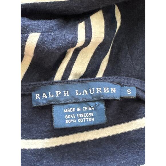 Ralph Lauren Fit & Flare Dress S Navy Blue Cream Strips Classic Preppy Old Money - Picture 7 of 10